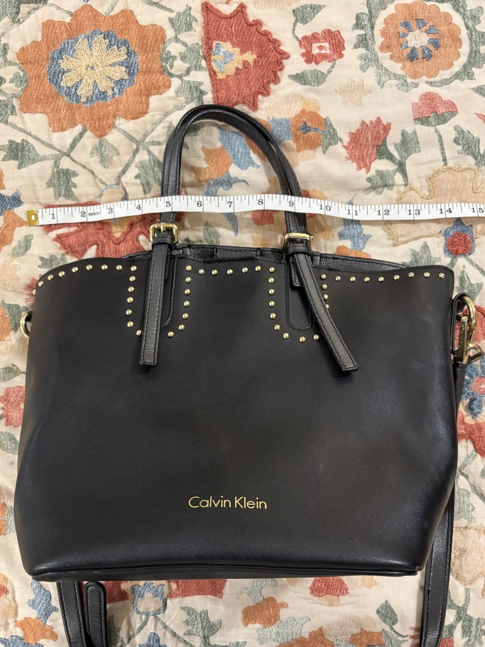 Calvin Klein Leather Gold-studded Bag